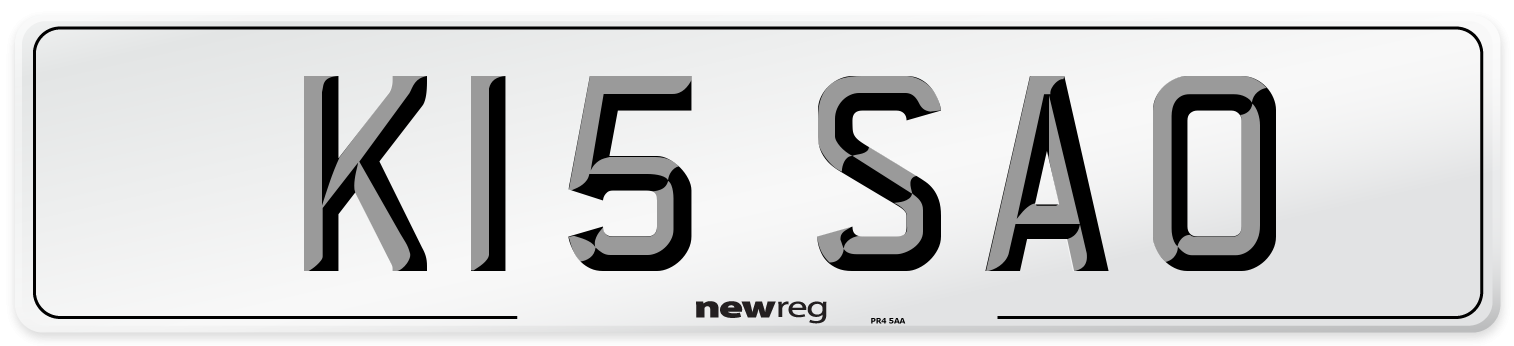 K15 SAO Number Plate from New Reg
